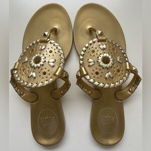 Jack Rogers Georgica Gold jelly thong/flip-flop sandal - size 7